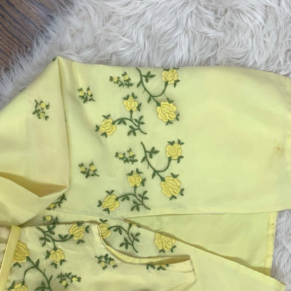 Vintage 50s 60s Bridgerton Jane Austen Regency Midcentury Maxi Yellow Dress ~XS - Picture 11 of 14